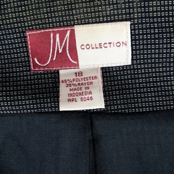 JM Collection Women Size 18 Dark Gray Check 2 Button Lined Suit Blazer - Picture 4 of 14